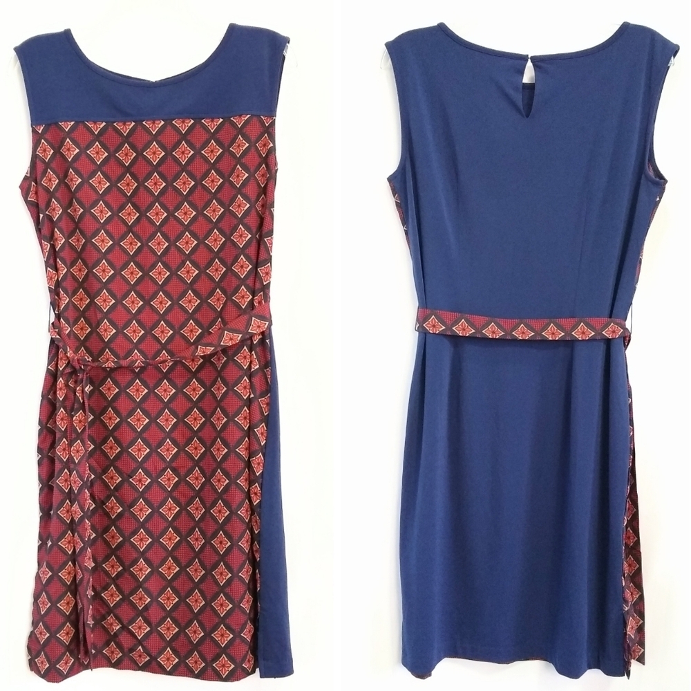 ANN TAYLOR shift tie waist dress color block